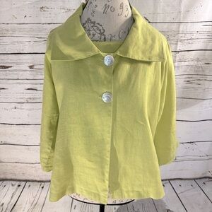 Comfy USA 100% Linen Swing Jacket with Tank Top Green Small
